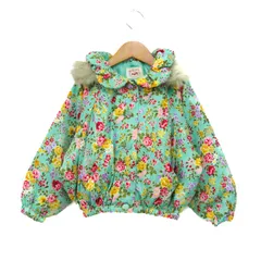 メゾピアノ ブルゾン フーディジャケット 花柄 アウター キッズ 女の子用 110サイズ グリーン×レッド×イエロー Mezzo Piano 【中古】
