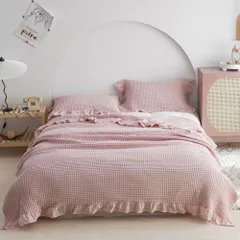 ☆ ピンク ☆ タオルケット ybh150100 タオルケット 夏用 綿 ワッフルケット ブランケット 大きいサイズ 大判サイズ ソファーカバー 北欧 肌掛け マルチ ひざ掛け ベッドカバー 肩掛け 冷房対策 吸水 通気 コットン 無地 洗える 寝具