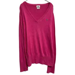LACOSTE コットンニット セーター XL~ ピンク ビッグサイズ ラコステ Vネック 古着卸 アメリカ仕入 a701-7519