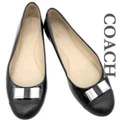 【新品未使用】コーチ バレエシューズ レザー エナメル フラット パンプス 黒 一度のみ『COACH 』コーチ バレエシューズ フラットパンプス黒