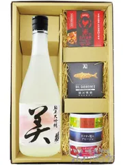 蓬莱泉 ( ほうらいせん ) 純米大吟醸 美 ( び ) 720ml + 缶詰おつまみ 5種セット 【 8527 】 【 日本酒・おつまみセット 】のサムネイル