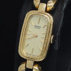 12 稼動品 SEIKO ゴールド 腕時計 社外ベルト ラインストーン - メルカリ
