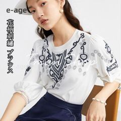 ブラウス レディース 半袖トップス オシャレブラウス グルーネック 花柄刺〓 おしゃれ 上品 大人 通勤 OL ゆったりシャツ 30代 40代 50代 夏新作