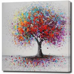 【人気商品】キャンバス 絵画 額付き アートフレーム パネルアート 正方形 ポップアート H40cm モダンアート W40cm 壁掛け 自然 インテリア 樹木 装飾 アートパネル