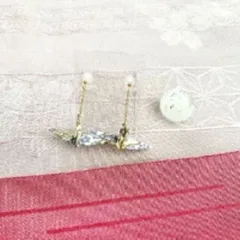 和紙折鶴樹脂ポストピアス ホワイト 和柄 和小物 和雑貨 ピアス アクセサリー アクセ おしゃれ