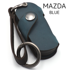 [NONINA] マツダ キーケース （青用ページ） スマートキーケース キーカバー 本革 オイルレザー  アクセラ デミオ CX-5 CX-3 CX-8 MPV アクセラスポーツ  アテンザ  プレマシー  ロードスター for MAZDA マツダ