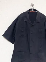 【HAVANERA】S/S キューバシャツ ブラック 開襟 オープンカラー ハバネラ メキシカン 古着