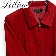 Leilian レリアン ステンカラージャケット エクセーヌ レッド レディース Size13+ LLサイズ IM-1003365 507-44598B