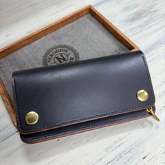 【トラッカーウォレット ロング】3層 ブラック 北米 茶芯 ゴールド universal
