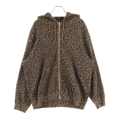 SUPREME (シュプリーム) 25SS Hooded Zip Up Thermal レオパード フーデッドジップアップサーマルパーカー フーディー ブラック/ブラウン
