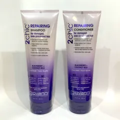 ◇825【新品／並行輸入品】★1セット販売★giovanni ジョヴァンニ ジョバンニ 2chic ダメージ シャンプー＆コンディショナー 250mL＋250mL ダメージケア ノンシリコン 1本ずつ ココナッツミルク ブラックベリーのサムネイル