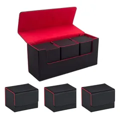 HG CHASING TRIBE デッキケース トレカケース マグネットローダー 用 ケース PU レザー 33枚のマグネットローダーを格納できます カード800枚収納 大容量 スリーブ対応 トレーディングカードケース (大型デッキケース1個+小型デッキケ 0