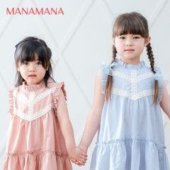 ワンピース キッズ レース フリル シアーレース 子供 子ども 女の子 子供服  子ども服 こども服 子供ワンピース 春 夏 90 100 110 120 130 cm 子供用 ガーリー ピンク ブルー 韓国風 3歳 4歳 5歳 6歳 7歳 涼しい カジュアル