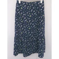 ◇ MAJESTIC LEGON マジェスティックレゴン 花柄 ロング フレア スカート サイズS ネイビー系 マルチ レディース  【1206090003825】