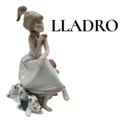 リヤドロ LLADRO 置物 インテリア 大事な電話 CHIT-CHAT 少女 犬 白