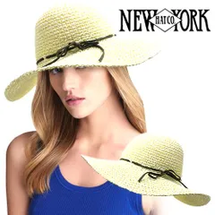 麦わら帽子 ハット レディース ストローハット つば広 紫外線対策 日除け 夏 春 ブランド おしゃれ カジュアル NEW YORK HAT Toyo Swinger ニューヨークハット 黒 ブラック ナチュラル