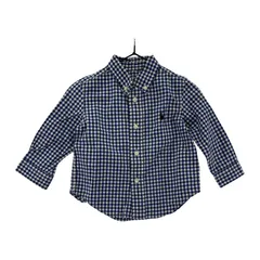RALPH LAUREN ラルフローレン ギンガムチェック長袖シャツ sizeベビー12M 80/48/ブルー×ホワイト