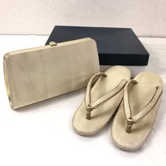 【Lサイズ】草履 バッグ セット ／ Zori Sandals & Handbag Set ベージュ織柄 シンプル上品 和装フォーマル 成人式・卒業式・結婚式に◎