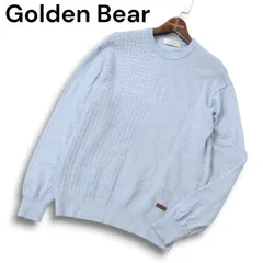 Golden Bear ゴールデンベア 秋冬★ ウール100％ 切替 パネル ニット セーター クルーネック Sz.L メンズ