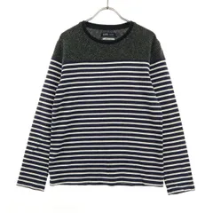 美品 SHIPS Colors シップスカラーズ 日本製 ボーダー柄 長袖 カットソー S ネイビー ニット切替 メンズ 古着