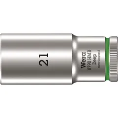 WERA ヴェラ 差込角3/8DR 六角ねじ ボルト用 ディープソケット 六角サイズ21mm 全長64mm 004543 工具 ツール DIY 作業工具 道具