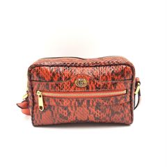 GUCCI グッチ GGショルダーバッグ パイソン オレンジカラー ゴールド金具 保存袋付き