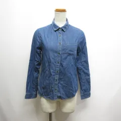 アースミュージック&エコロジー EARTH MUSIC & ECOLOGY 長袖 デニム風 シャツ S インディゴ