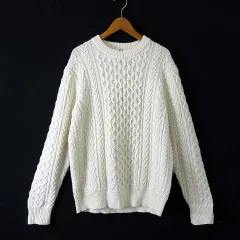 ユニクロ UNIQLO ケーブル クルーネック セーター ニット ウール 長袖 M オフ白 アイボリー