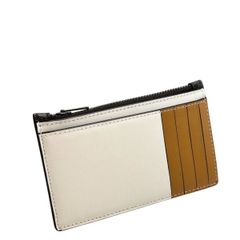 コーチ カードケース メンズ レディース COACH カラー ブロック シグネチャー ジップ カードケース CR407 QBWQR チャコール×ライトサドル×チョーク