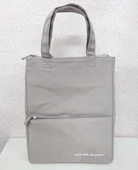 保冷保温 ランチトートバッグ スクエアトートバッグ Lサイズ お弁当 ボトル飲料が入る サブバッグ シンプル 外ポケット付き 帆布調 くすみカラー 灰色 グレートープ 6364DGYTP
