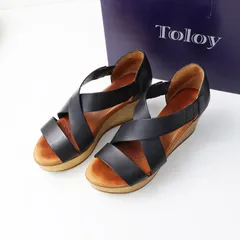 トロイ TOLOY aranciato別注 クロスウェッジソールサンダル 35＼ブラック レザー シューズ 靴 22.5cm【2400014606515】のサムネイル