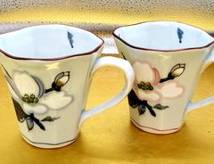 波佐見焼　重山窯　花絵ペアマグカップ