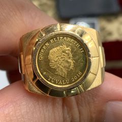 K24 ツバルホースコイン付リング　K18　12.9g 約20.5号