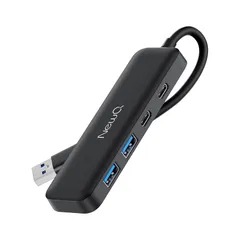 NewQ USB ハブ Type-C Type-A 両方 4ポート2* USB-C 3.0と2* USB-A 3.0 データ転送 軽量 変換アダプター 4 in 1 Type-C 拡張ハブ 増設 コンピュータアクセサリ用の超薄型ポータブルUSBスプリッタアダプ