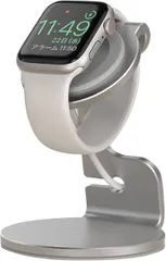 TESTET Apple Watch対応 充電スタンド 卓上縦置きタイプ 全機種対応 アルミ製 充電ケーブル収納 デスクホルダー(シルバー)