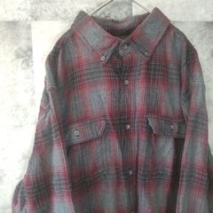 ビンテージネルシャツ☆　長袖　USA古着　レッド　チェック　L　C20