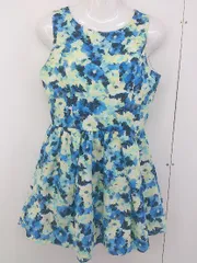 ◇ NATURAL BEAUTY BASIC 花柄 ノースリーブ ミニ フレア ワンピース サイズM ブルー イエロー マルチ レディース  【中古】 【1206270004758】