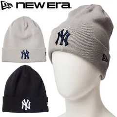 新品 NEWERA ニューエラ 正規品 ニューヨーク ヤンキース NY MLB ロゴ ニット帽 ビーニー ベーシック ニットキャップ 帽子 CAP キャップ 刺繍 レディース メンズ フリーサイズ ライトグレー 黒 ブラック 14670066 14670067