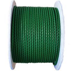 編み込み丸革紐 3mm×2m　グリーン 革紐 レザーコード
