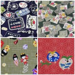 和菓子屋さんの柄の布 花札 株札の布　女の子の布　フクロウの布