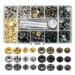 カシメ スナップボタン 打ち具 セット 6色 120個 HappyHome レザークラフト工具 ホック打ち DIY パーツ 12mm