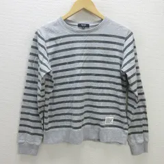 C■ビームスハート/BEAMS HEART ボーダー柄 スウェット/ロンティー【S】灰/MENS■86【中古】■