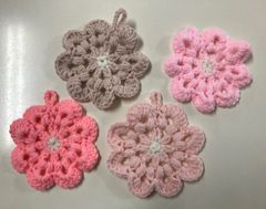 手づくりアクリルたわし🌸桜　4点セット　happy00157