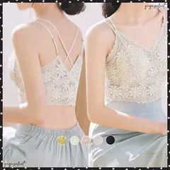  総レースキャミソールカップ付きブラトップ バッククロス セクシー チラ見せブラ ショート丈肌着 背中見せ ノンワイヤーインナートップ ブラキャミ チューブトップ 美胸ブラ黒 楽ちん へそ出しブラトップ 大人かわいい 肌着