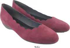 パンプス ローヒール 3E 日本製 外反母趾 レディース 靴 痛くない 歩きやすい ぺたんこ ヒール 黒 フラワーカット バレエ スエード 結婚式 40代 50代 as2004 ワイン 23.5cm