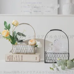 花かご　カゴバッグ かご鞄 小物入れ　フラワーベース 北欧 インテリア 雑貨 韓国 モノトーン