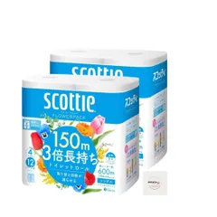 【まとめ買い】スコッティ フラワーパック 3倍長持ち シングル (150m×4ロール) 2セット オリジナルポケットティッシュ付きのサムネイル