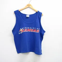 XL/古着 ビンテージ タンクトップ メンズ 00s KANSAS コットン クルーネック 青 ブルー 25aug09 中古