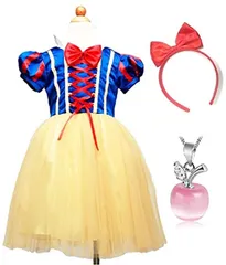 しあわせ倉庫 子供 コスプレ ドレス 林檎のネックレスセット ハロウィン クリスマス 仮装 衣装(青,  130s)