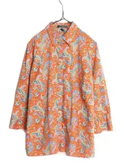 【お得なクーポン配布中!】 00s LAUREN ラルフローレン 総柄 シャツ レディース XL 古着 ポロ オールド 7分袖 5分袖 長袖シャツ 大きいサイズ ペイズリー マルチカラー